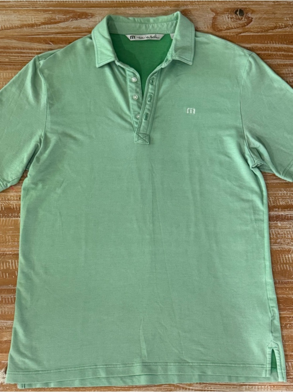 Men's Travis Mathew Golf Light Green Polo Shirt, Medium